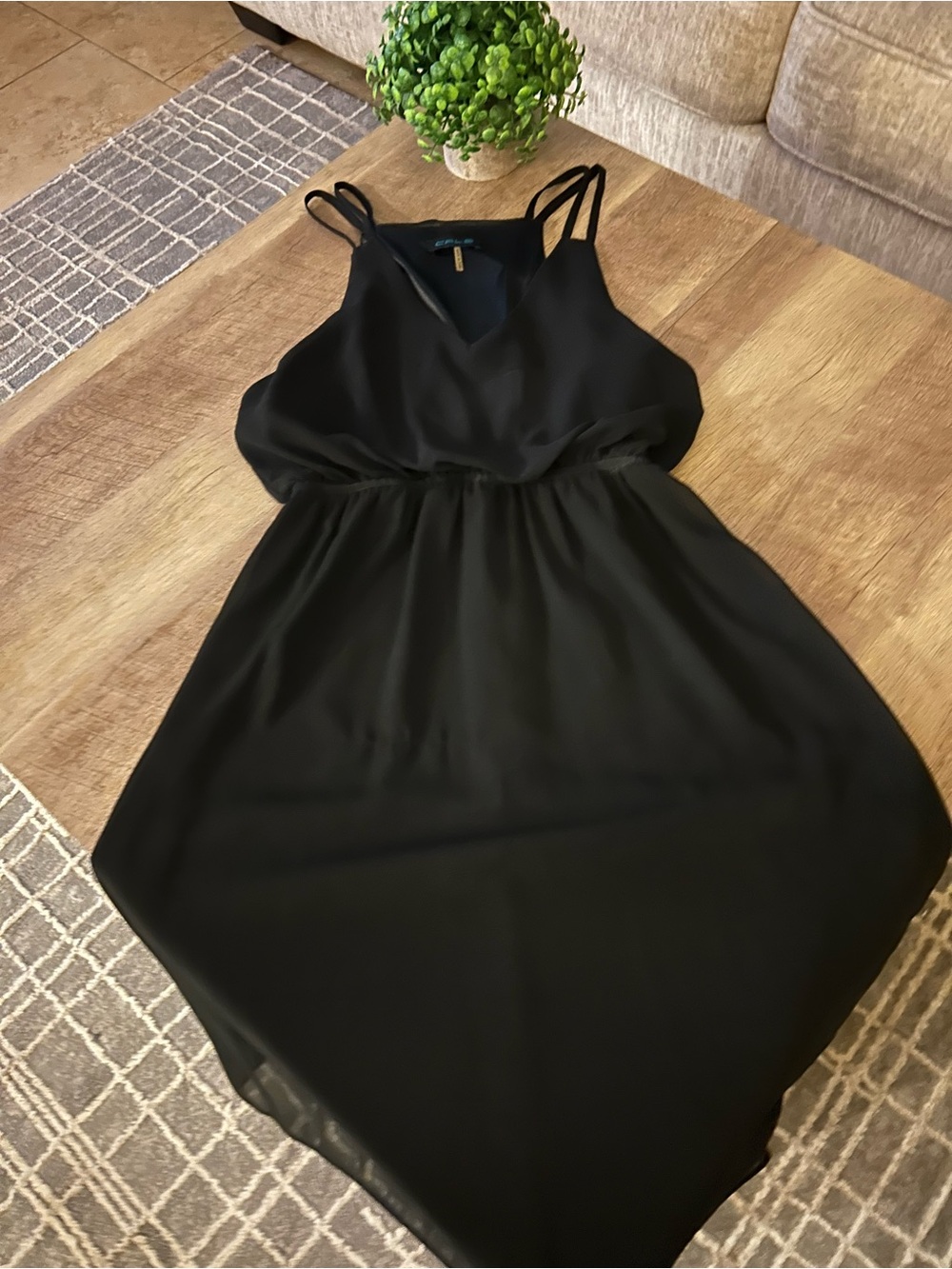 Cals Black One-Shoulder Style Dress with Double Straps